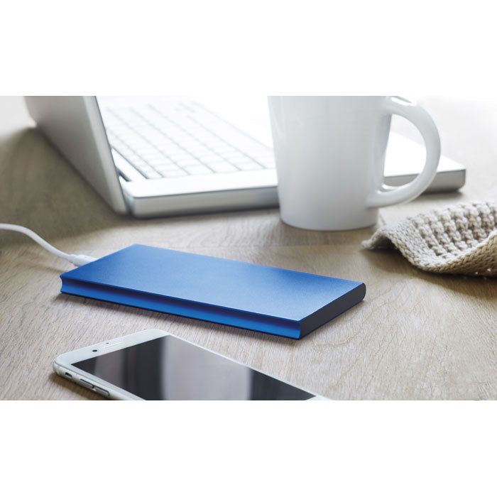 Branded Recycled Aluminium Power Bank 8000mAh in use