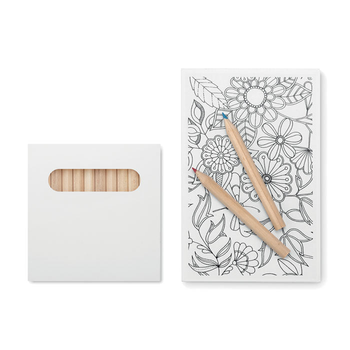 Branded Drawing Set with 12 Coloured Pencils without branding