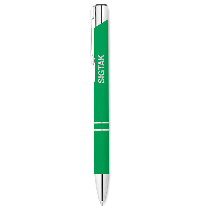 Branded Rubberised Finish Aluminium Ball Pen in Green