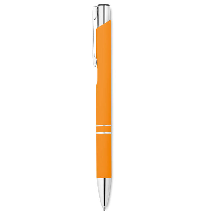 Branded Rubberised Finish Aluminium Ball Pen in Orange