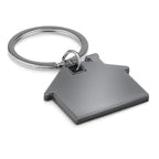 Branded House Shaped Plastic Key Ring in Black