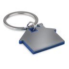 Branded House Shaped Plastic Key Ring in Blue