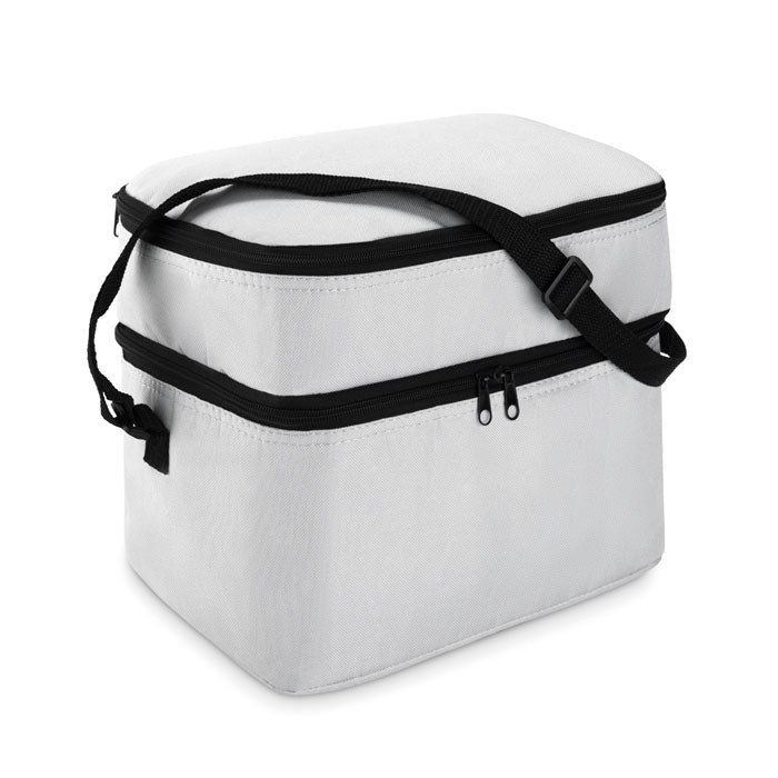 Branded Cooler Bag with 2 Compartments in White