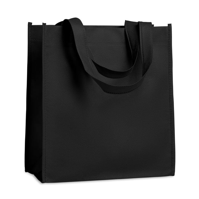 Branded Nonwoven Shopping Bag 80gsm 27 x 15 x 30cm in Black