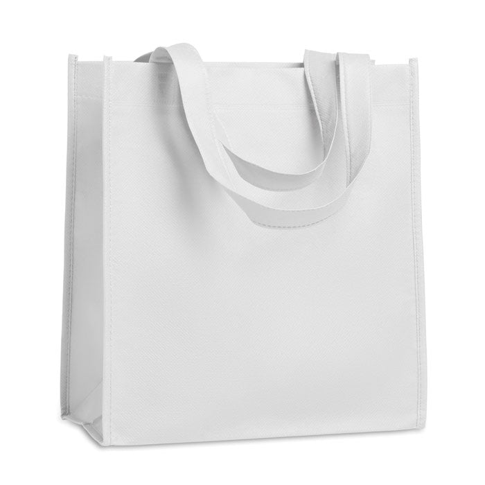 Branded Nonwoven Shopping Bag 80gsm 27 x 15 x 30cm in White