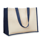 Branded Jute and Canvas Shopping Bag in Blue