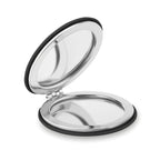 Branded Round PU Double Mirror in Black