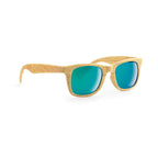 Branded Wooden Look Sunglasses with Mirrored Lenses without branding