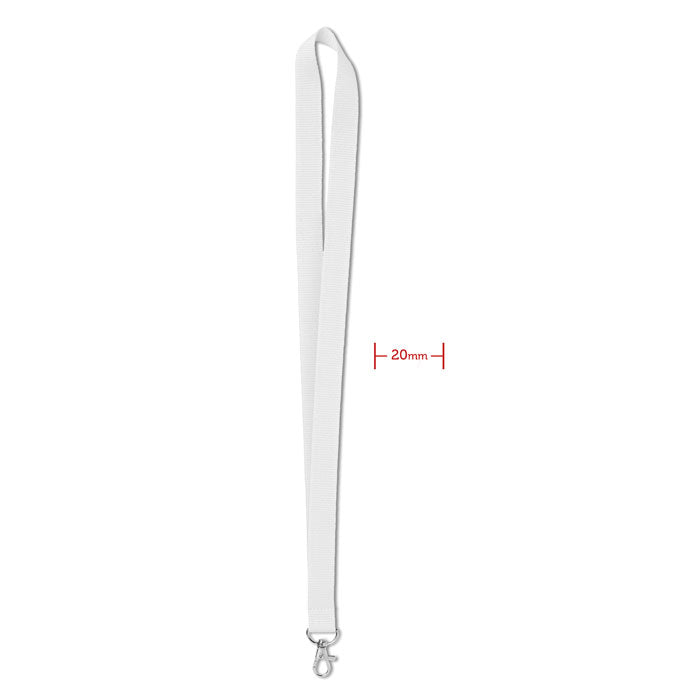 Branded 20mm Lanyard with Metal Hook in White