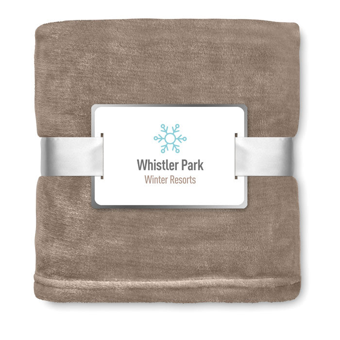 Branded Flannel Fleece Blanket 280gsm in Brown