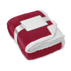 Branded Coral Fleece Blanket with Sherpa Lining in Red