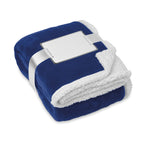 Branded Coral Fleece Blanket with Sherpa Lining in Blue