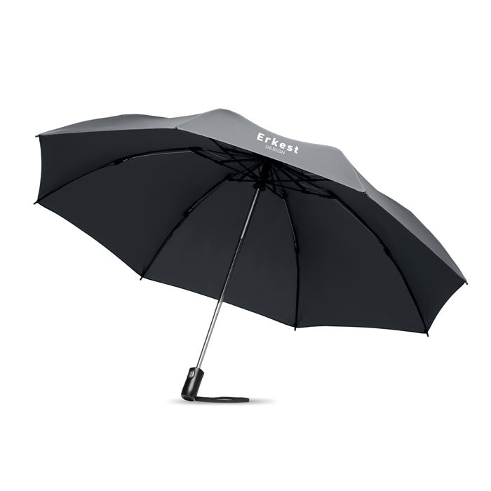 Branded Foldable Reversible Umbrella in Grey
