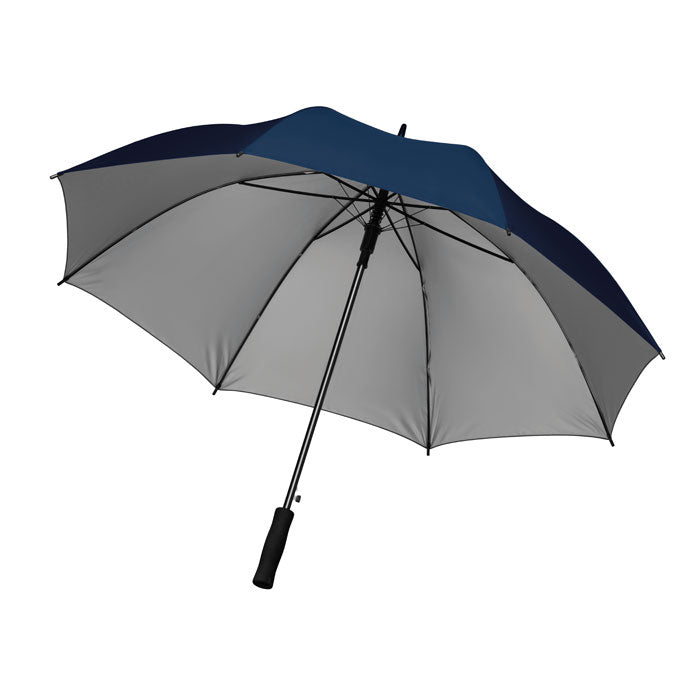 Branded 27 Inch Silver Coated Umbrella in Blue