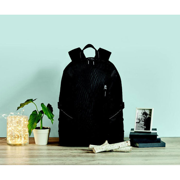 Branded Polyester Laptop Backpack in use
