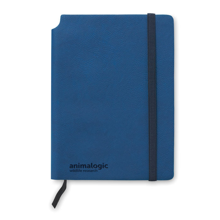 Branded A5 Soft PU Notebook with Pen Holder in Spine