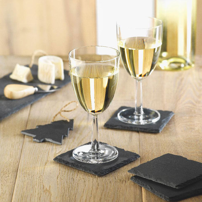 Branded Set of 4 Slate Coasters in use
