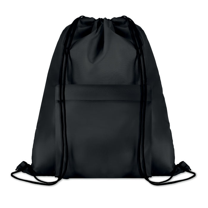 Branded 210D Polyester Drawstring Bag in Black
