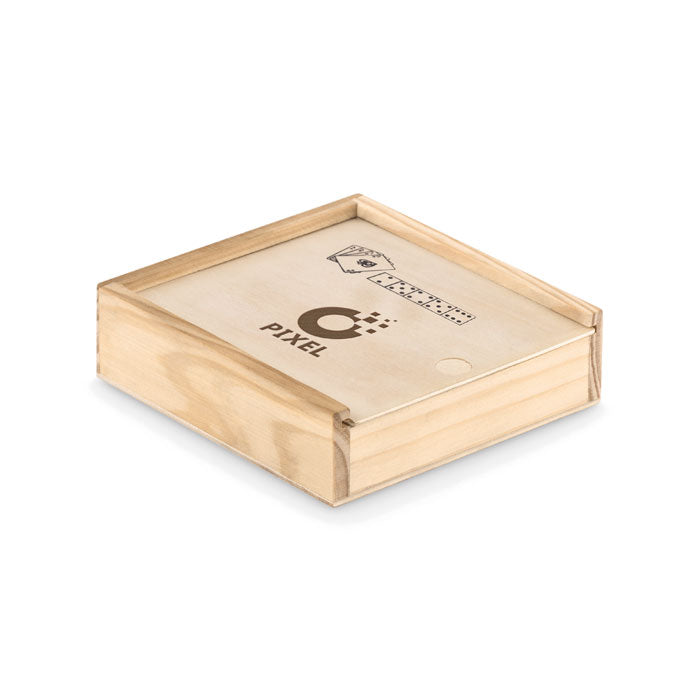 Branded Cards and Dice Set in Wooden Box