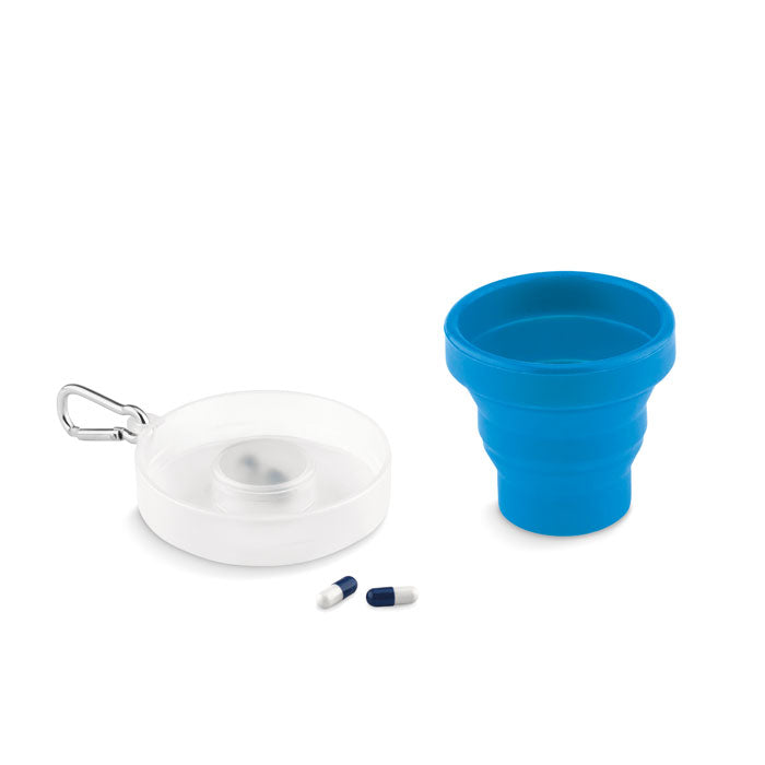 Branded Silicone Foldable Cup with Pill Container