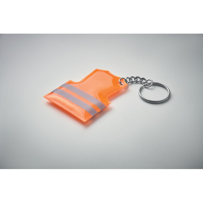 Branded Reflective Vest Key Ring in use