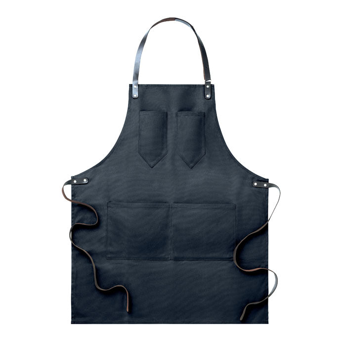 Branded Waxed Canvas Apron with Leather Details