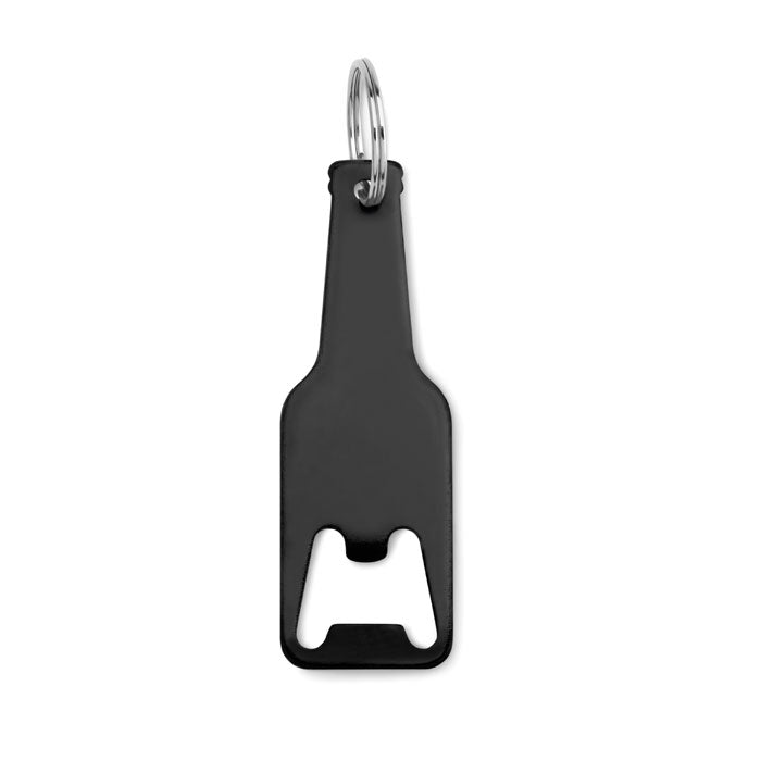 Branded Slim Aluminium Bottle Opener Key Ring in Black