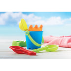 Branded Kids Sand Bucket and Beach Toy Set in use