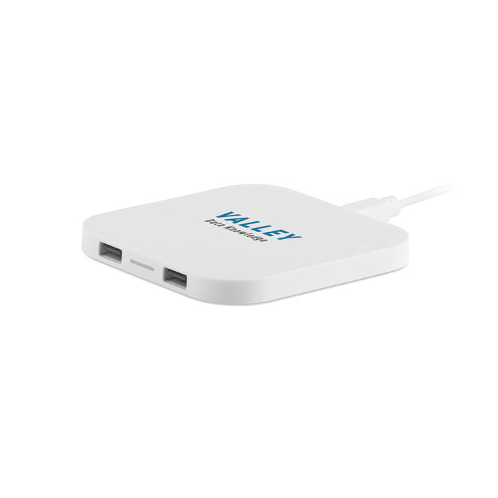 Branded Wireless Charging Pad with 2 Port USB Hub