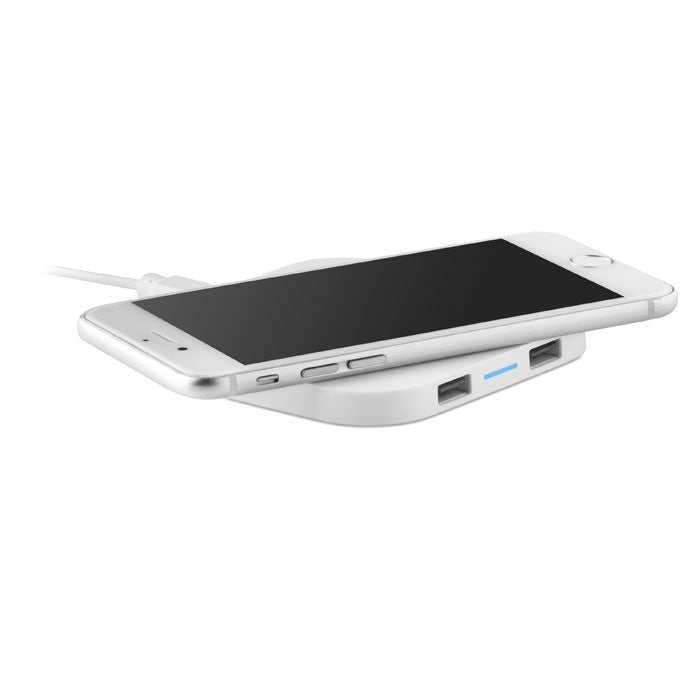 Branded Wireless Charging Pad with 2 Port USB Hub without branding