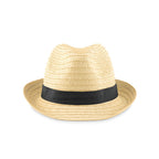 Branded Paper Straw Hat with Coloured Band in Black
