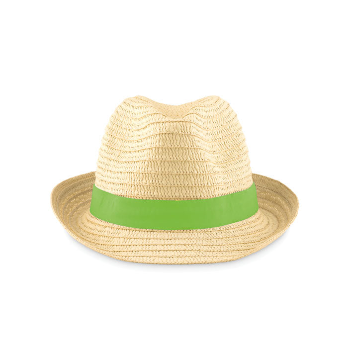 Branded Paper Straw Hat with Coloured Band