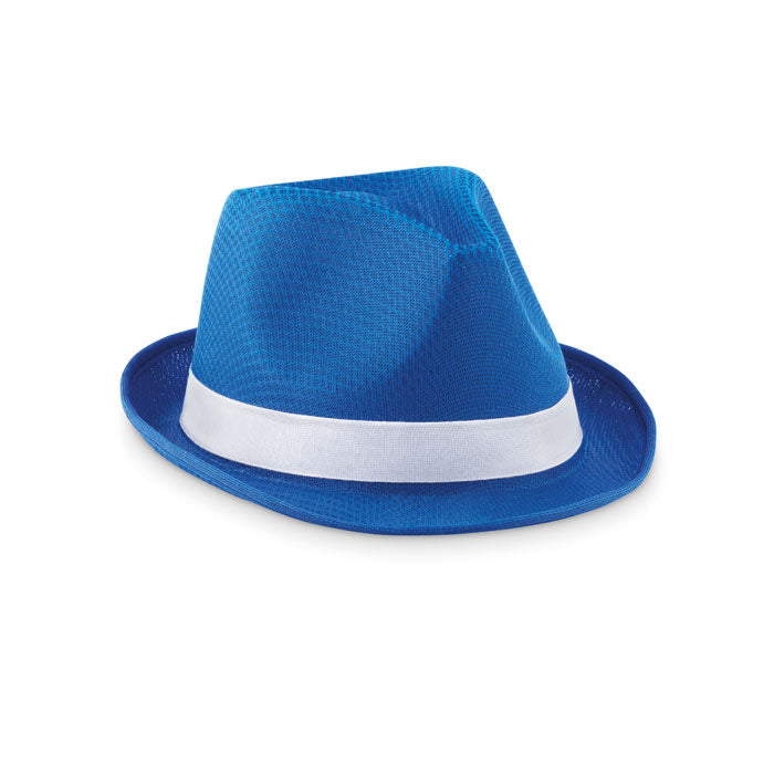 Branded Coloured Polyester Straw Hat in Blue