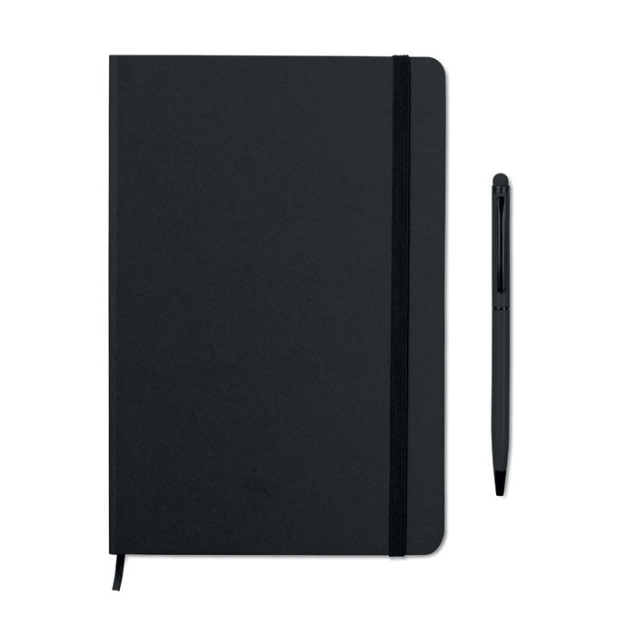 Branded A5 Notebook with 2-in-1 Stylus Pen in Black