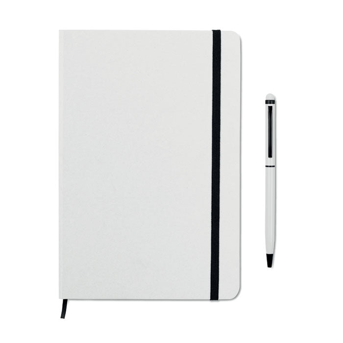 Branded A5 Notebook with 2-in-1 Stylus Pen in White