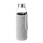 Branded Glass Bottle with Neoprene Pouch - 500ml in Grey