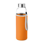 Branded Glass Bottle with Neoprene Pouch - 500ml in Orange