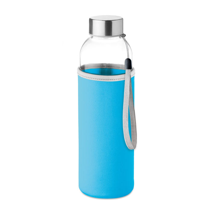 Branded Glass Bottle with Neoprene Pouch - 500ml in Blue