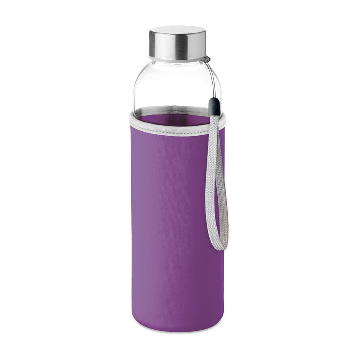 Branded glass bottle with neoprene pouch, 500ml