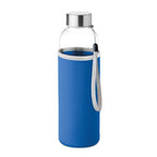Branded Glass Bottle with Neoprene Pouch - 500ml in Blue