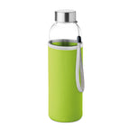 Branded Glass Bottle with Neoprene Pouch - 500ml in Green