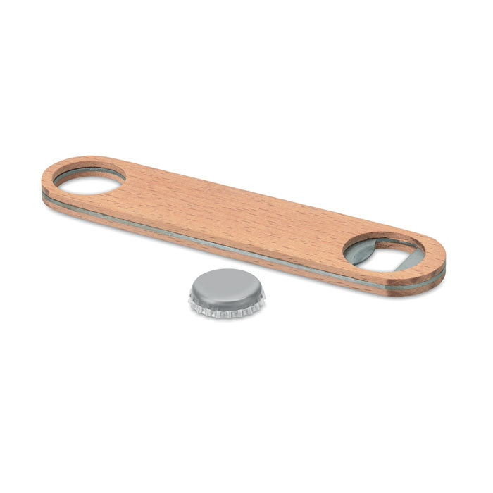 Branded Wood and Stainless Steel Bottle Opener