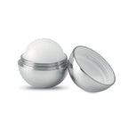 Branded Round Metallic Lip Balm in Silver
