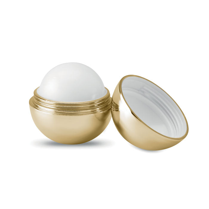 Branded Round Metallic Lip Balm in Gold
