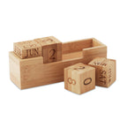 Branded Bamboo Block Perpetual Desktop Calendar without branding
