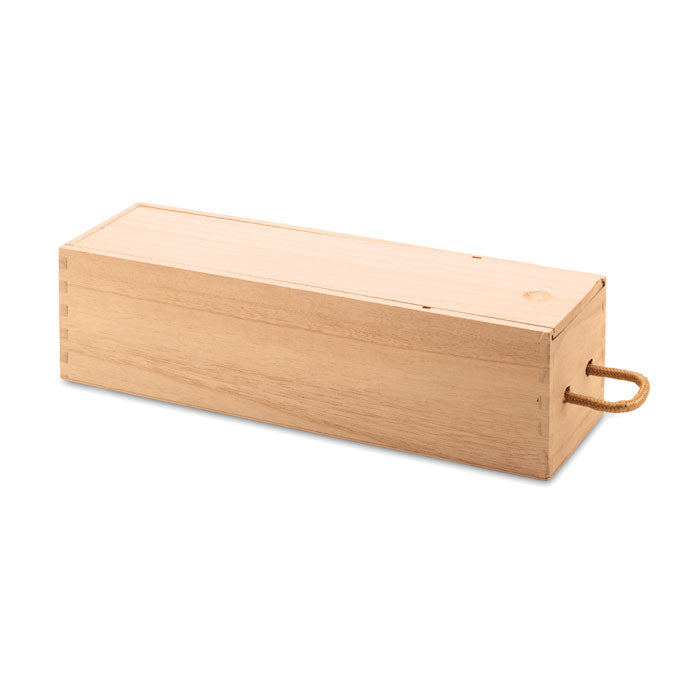 Branded Paulownia Wood Wine Box with Cord Handle without branding