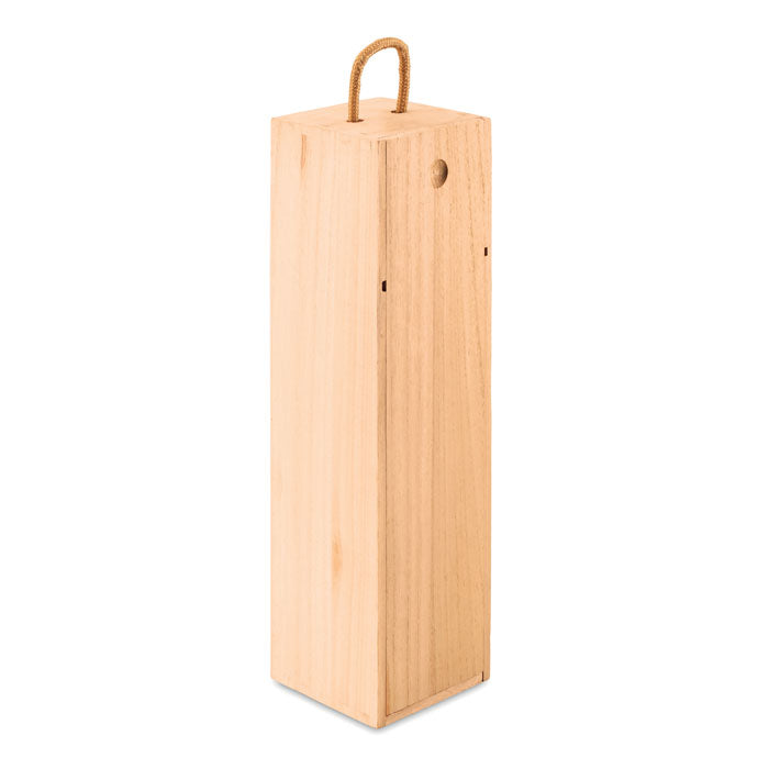 Branded Paulownia Wood Wine Box with Cord Handle