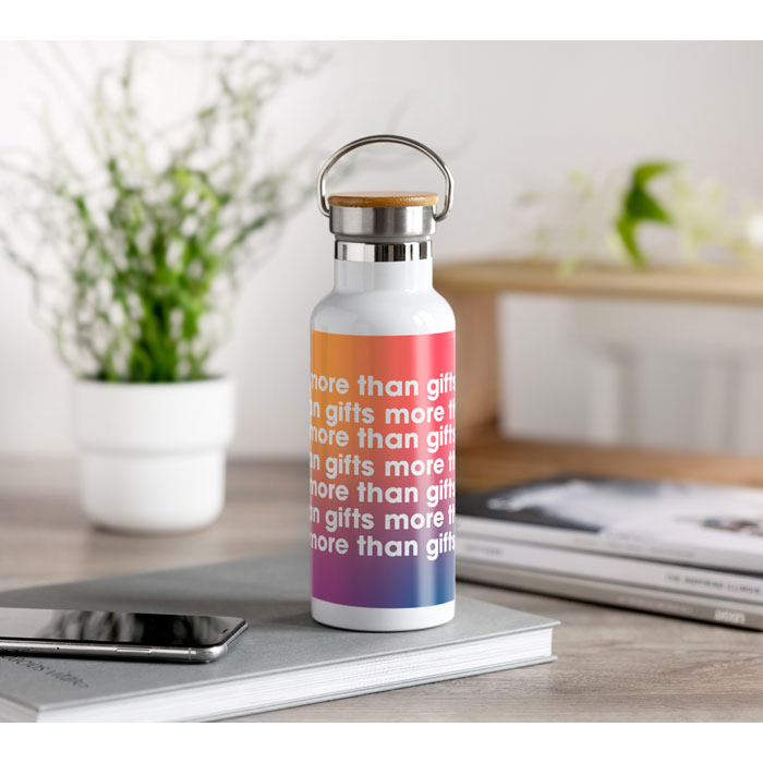Branded Stainless Steel and Bamboo Water Bottle without branding