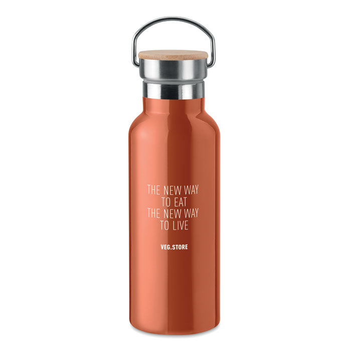 Branded Stainless Steel and bamboo Water Bottle