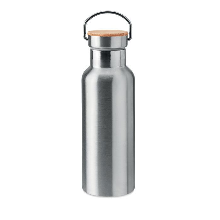 Branded Stainless Steel and Bamboo Water Bottle